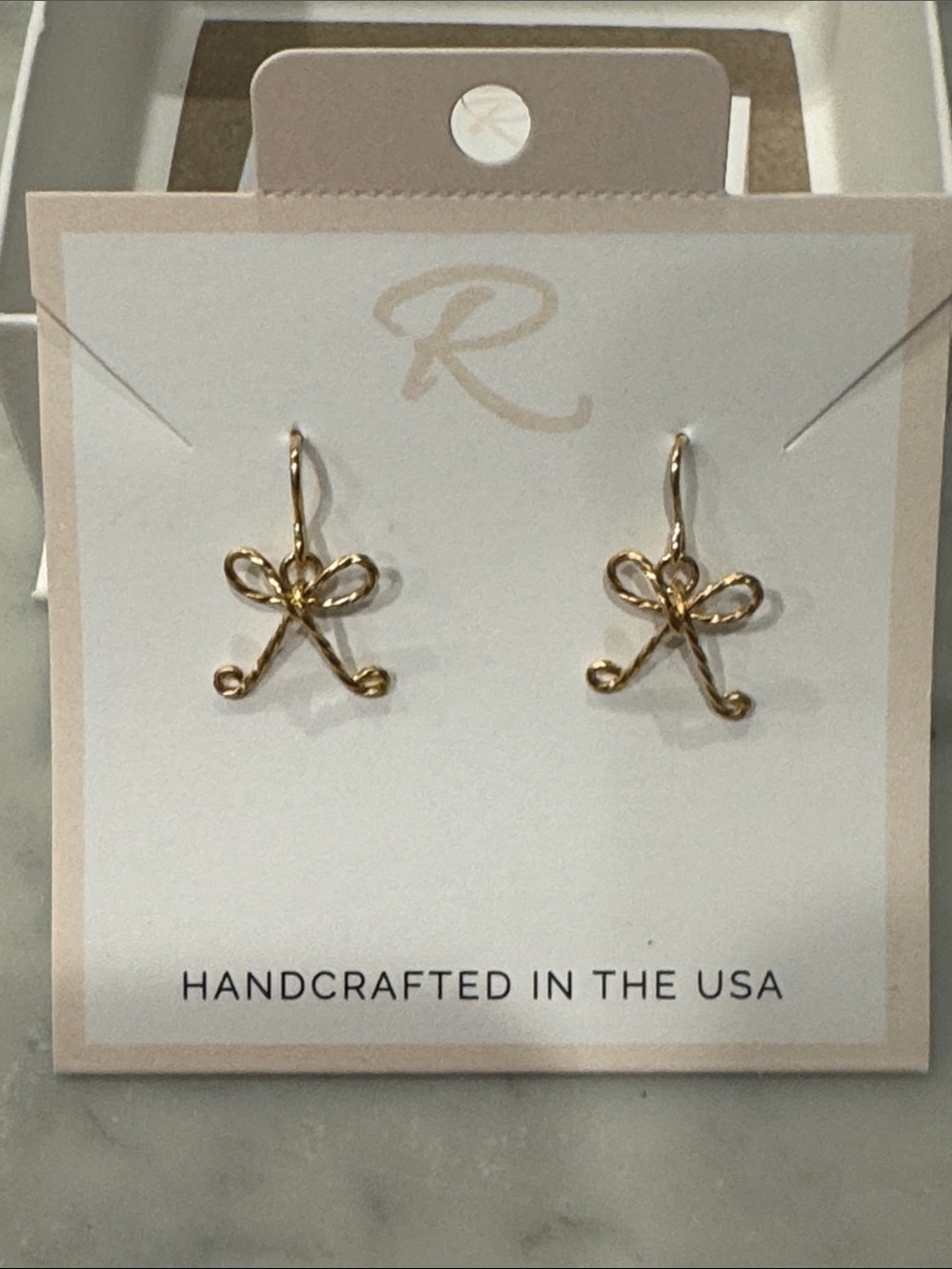 Gold Bow Drop Earrings - Handcrafted